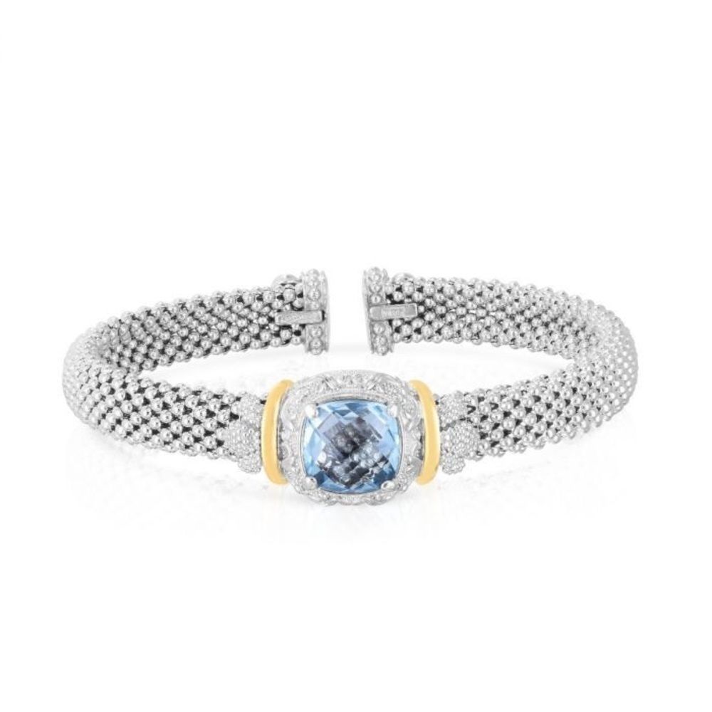 Renaissance Cushion Blue Topaz Cuff Bangle